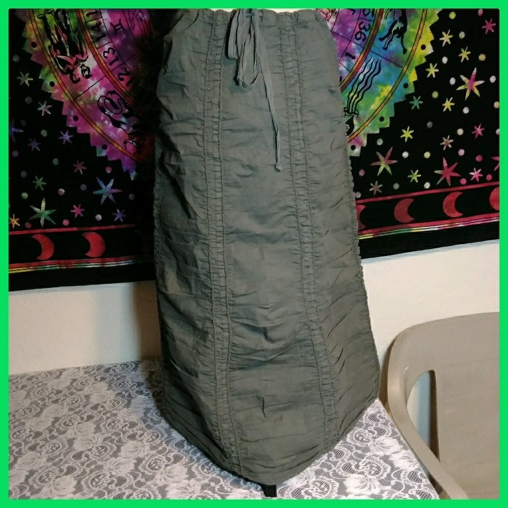 **NWT** Long Olive Green Boho Skirt